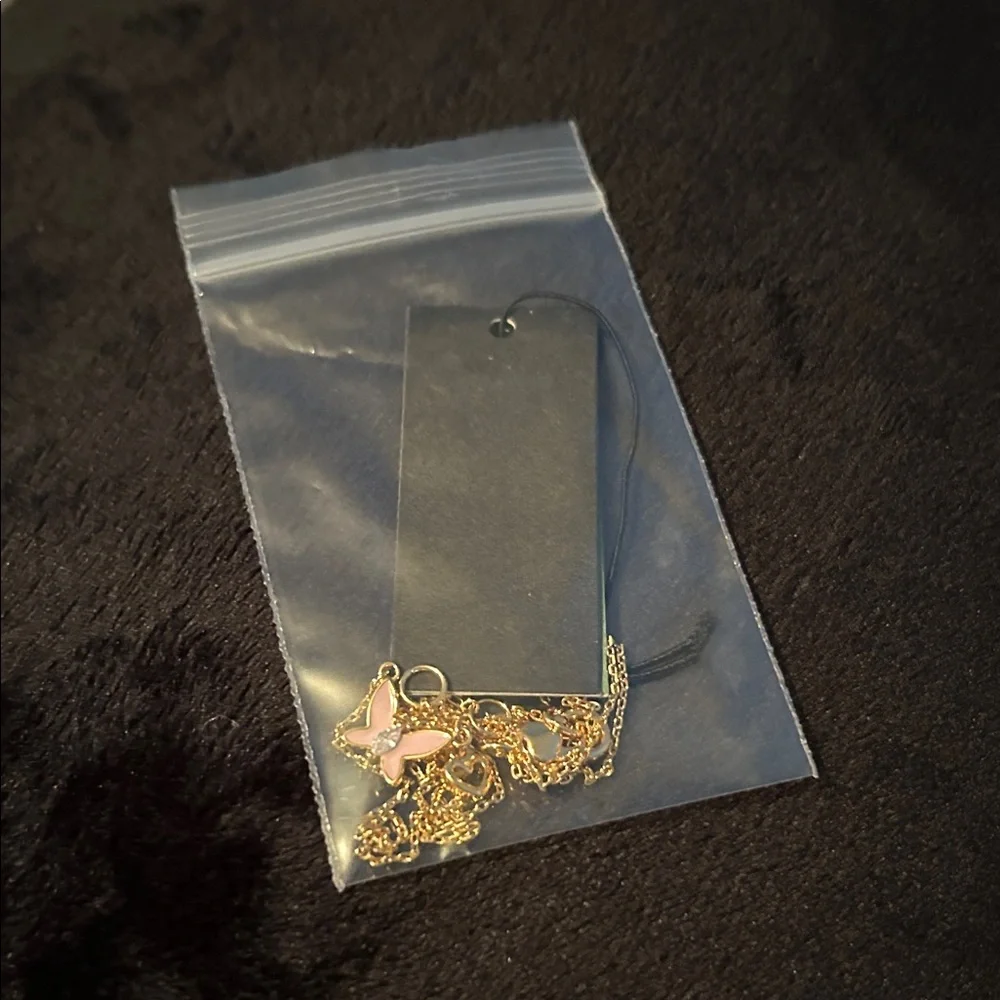 Kate Spade Gold and Pink Socia Butterfly Necklace